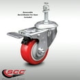 thumbnail image 2 of 3 Inch SS Red Polyurethane 10mm Threaded Stem Caster with Total Lock Brake, 2 of 2