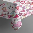 thumbnail image 3 of Red Pink Love Heart Table Cloth,Wrinkle Free Table Cover with Polyester,Waterproof Reusable Tableclothes for Easter Birthday Picnic Wedding (Rectangle,60x84inch), 3 of 5