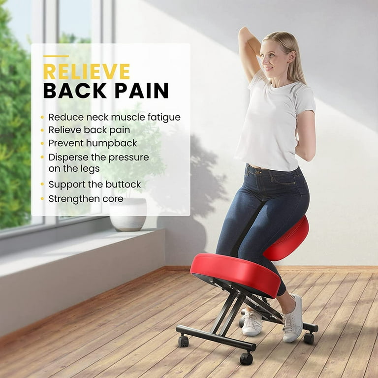 Ergonomic Kneeling Chair Home Office Chairs Thick Cushion Pad Flexible  Seating Rolling Adjustable Work Desk Stool Improve Posture Now & Neck Pain  