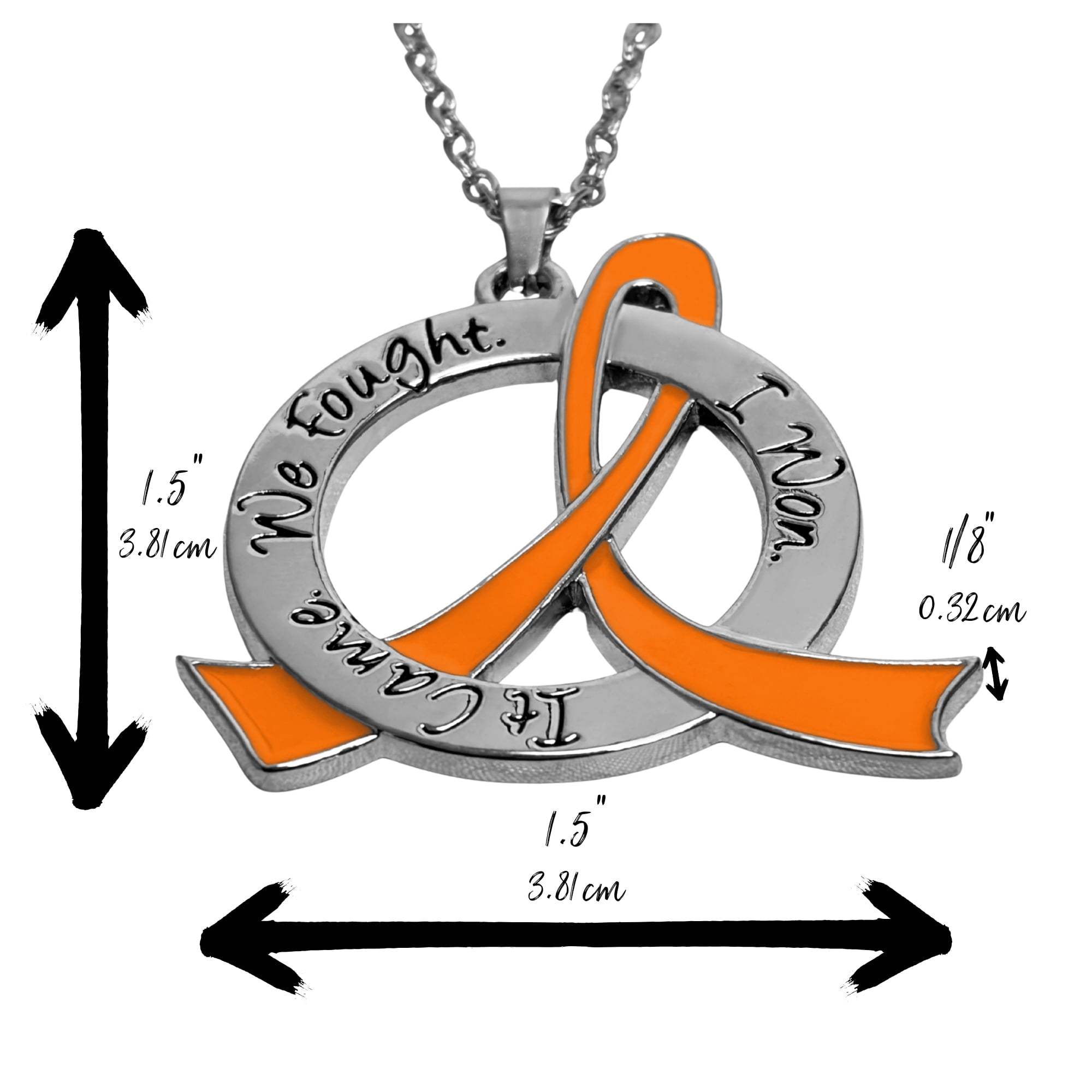 It Came We Fought I Won Awareness Ribbon Survivor Necklace for