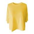 thumbnail image 6 of WEIGFI Workout Tshirts For Women Loose Fit Cropped Tops Running Crew Neck Short Sleeve Lightweight Clothes Solid Color Trendy Comfort Beach Everyday Wear,Yellow,S, 6 of 7