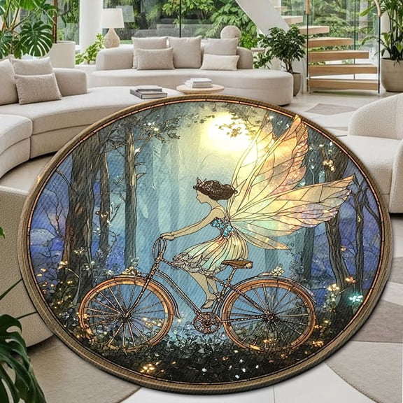 Circle Area Rug, Fairy3 Washable Non-Slip Floor Carpet, Soft Rug for Living Room Bedroom Decor 24 Inch