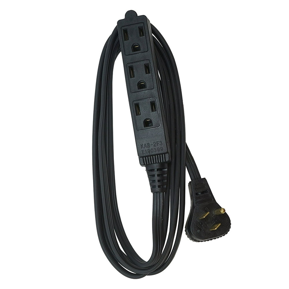 SlimLine 2243 Flat Plug 8' Extension Cord, 3Wire, Black