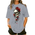 thumbnail image 2 of Inverlee Women's Plus Size Tunic Tees Trendy Gothic Floral Print Short Sleeve Tshirts Casual Loose Fit Crewneck Tunic Tops, 2 of 5