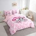 thumbnail image 3 of jejeloiu Gothic Skeleton 7 Pieces Bedding Comforter Set,Pink Leopard Print Full Bedding Set For Girls Reversible, 3 of 8