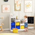 thumbnail image 2 of Qaba Toy Storage Organizer Kids Bookshelf with 6 Plastic Bins, Yellow & Blue, 2 of 10