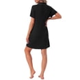 thumbnail image 3 of INSPIRE CHIC Womens Nightgowns Button Down Short Sleeve Sleep Shirts Nightshirt Pajama Dress with Pockets M Black, 3 of 6