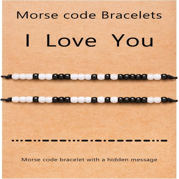 DESIGNICE Christmas Couples Bracelets I Love You Morse Code Matching Bracelets for Couples Gifts for Him and Her,Long Distance Relationship Gifts for Boyfriend and Girlfriend