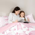 thumbnail image 4 of Erosebridal Teens Cute Love Heart Bowtie Twin Bedding Sets 7-Piece,Girls Kids Geometric Plaid Polka Dots Bedding Comforter Set,Pink Reversible,Breathable Home Decor, 4 of 6