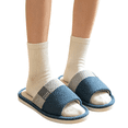 thumbnail image 2 of IEMIEMIEM Linen Slippers for Men Japanese Style Summer House Slippers Indoor Lightweight Open Toe Bathroom Slides Soft Sole Sandals for Home 9 wide, 2 of 6