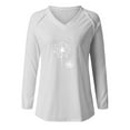 thumbnail image 3 of jsaierl Women's V-Neck Printing Loose Casual Fashion Autumn Long Sleeve T-shirt Tops, 3 of 6