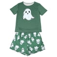 thumbnail image 5 of LIIPEE Womens Halloween Ghost Graphic Pajamas Ladies Short Sleeve Tees And Shorts Holiday Pajama Set, 5 of 6