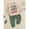 thumbnail image 5 of Toddler Baby Girls Boys Christmas Clothing Sets 0 6 12 18 24 Months 2T 3T Candy/Reindeer Letter Print Long Sleeve Sweatshirt Pocket Long Pants Outfits, 5 of 9