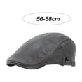 thumbnail image 2 of Hats for Men Leather Ivy Flat Cap Gatsby Driving Cabbie Hat, 2 of 5