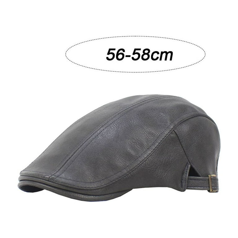 Newsboy Hats for Men Leather Flat Cap Gatsby Driving Cabbie Hat Gray G131551