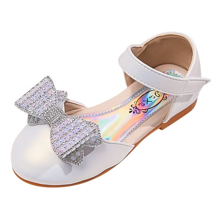 

NIUREDLTD Girls Baby Princess Shoes Rhinestone Bow Sandals Dancing Shoes Pearl Bling Shoes Single Kids Shoes Size 32