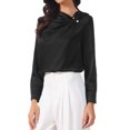 thumbnail image 4 of INSPIRE CHIC Women's Satin Blouses Casual Pleated Long Sleeve Shirts Dressy Office Work Shirt S Black, 4 of 5