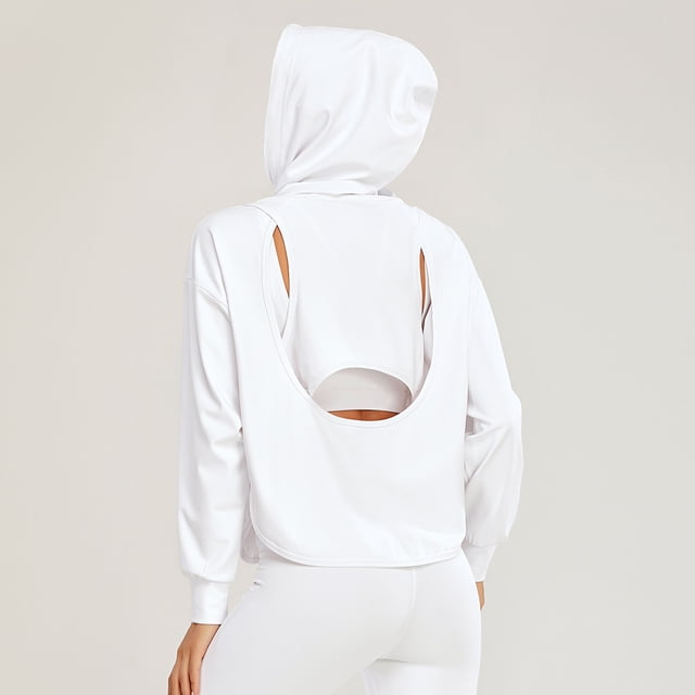 Sudadera deportiva con capucha para mujer, bolsillo trasero abierto, abertura lateral, manga larga, Abanopi Sudadera con capucha atlética de las mujeres