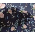thumbnail image 4 of oneOone Viscose Chiffon Navy Blue Fabric Flower & Leaves Watercolor Craft Projects Decor Fabric Printed By The Yard 42 Inch Wide, 4 of 4