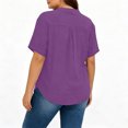 thumbnail image 3 of Women's Plus Size Casual Shirt, Short Sleeve Button Front Elegant Blouse, Smart Office Wear for Work or Professional Environments, Purple - L, 3 of 3