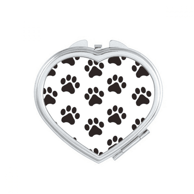 Cat Animal Cute Paw Print Outline Footprint Mirror Travel Magnification Portable Handheld Pocket Makeup