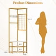 thumbnail image 3 of Costway Corner Hall Tree, Freestanding Coat Rack with Storage Shelves & Removable Hooks Gold + White, 3 of 10
