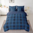 thumbnail image 2 of Manfei Blue Grid 7-Piece Twin Bedding Sets,Geometric Buffalo Bedding Comforter Set,Checkered Lattice Breathable Sheet Sets,Breathable Plaid Bedroom Decoration,Reversible, 2 of 7