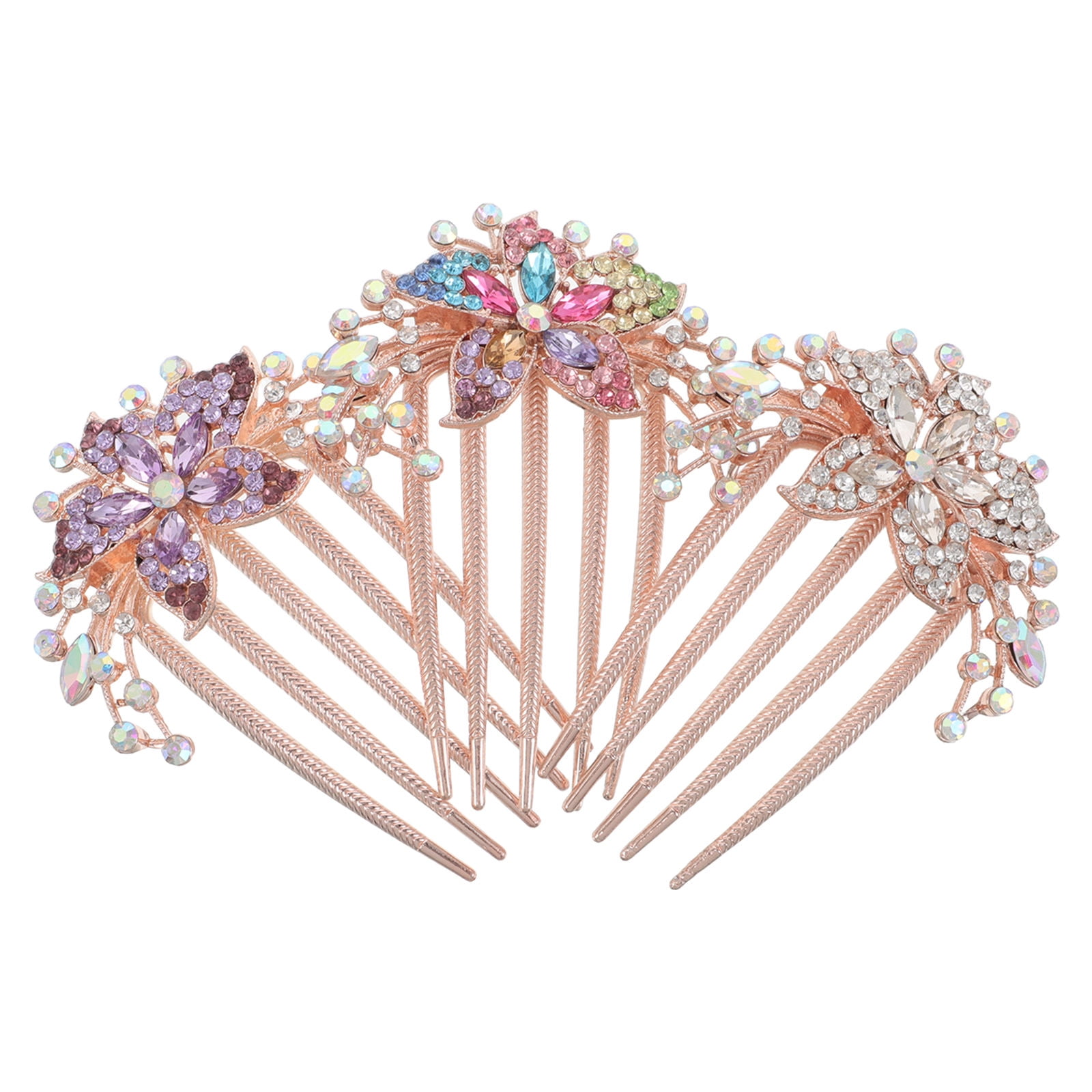 IMIKEYA 3Pcs Vintage Wedding Hair Combs Floral Side Comb with Rhinestone Sparkle
