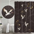thumbnail image 5 of Japanese Style Shower Curtain, Waterproof Shower Curtains for Bathroom, Vintage Cranes Ocean Wave Black Grey Washable Fabric Bathtub Curtain Set Bath Decor with 12 Hooks 72"x78", 5 of 8