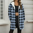 thumbnail image 2 of Winter Zip up Fleece Jacket for Women, Plaid Oversized Long Hoodie Fuzzy Jacket, Warm Trendy Coat with Pockets, 2 of 5