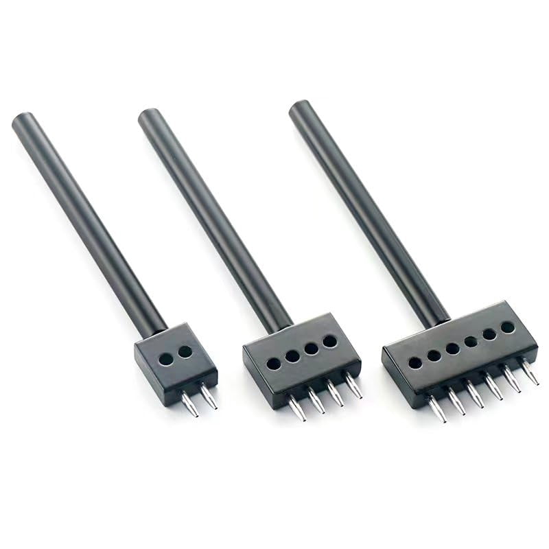 ABCISI Leather Round Hole Punching Tool, 3pcs Prong Punch Tool Set with 2/4/6 Prong Options for Precise Round Hole Punching DIY Leather Craft (6MM)
