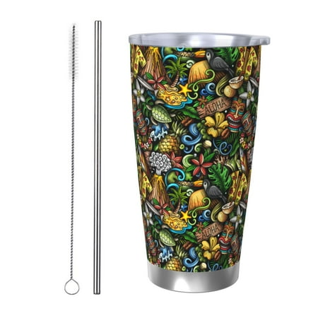 

Junzan Hawaiian Culture Symbols for 20oz Stainless Steel Insulated Car Cup with Spillproof Lid - Insulated Coffee Mug Thermal Cup-Straw Two-piece Set