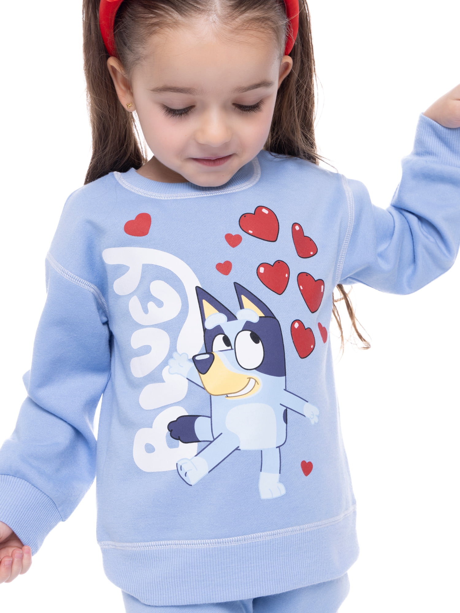 Bluey Toddler Boys or Girls Valentine's Day Graphic Sweatshirt and Joggers Set, 2-Piece, Sizes 12M-5T