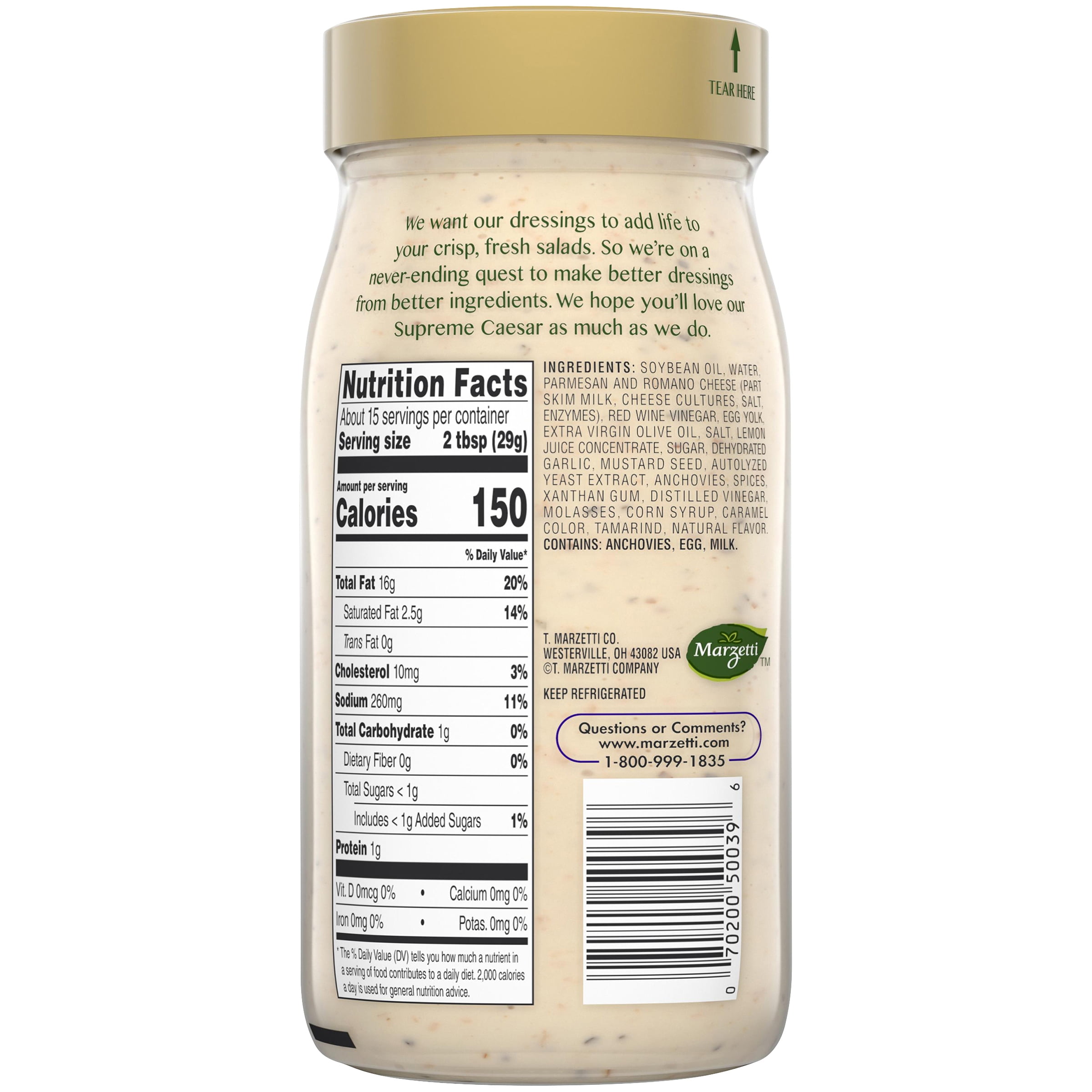 Marzetti Supreme Caesar Dressing, 15 fl oz