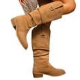 thumbnail image 6 of KEVCHE Womens Casual Cowboy Boots,Round Toe Mid Calf Cowgirl Pull On Flat Low Heels with Slouchy Wide Calf, Comfortable Western Riding Boots for Daily Wear, 6 of 6