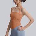 thumbnail image 4 of Hduncf Halter Square Neck Bodysuits for Women Sleeveless Tank Tops Double Lined Fitted Top Orange M, 4 of 6