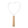 thumbnail image 1 of Espejo de maquillaje portátil Unique Bargains con mango de madera en forma de corazón blanco, 1 of 7