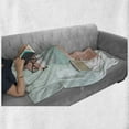 thumbnail image 6 of Animal Soft Flannel Fleece Throw Blanket, Hipster Fox Glasses and Scarf Drinking Coffee Hippie Illustration, Cozy Plush for Indoor and Outdoor Use, 70" x 90", Coral Mint Green, by Ambesonne, 6 of 6