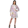 thumbnail image 2 of Moomaya Cotton Printed&nbsp;Bathrobe&nbsp;Crossover&nbsp;Fabric Lace Short&nbsp;Robes Loungewear, 2 of 6