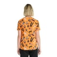 thumbnail image 4 of Scrubstar Fright Friends Women's V-Neck Print Scrub Top, Sizes XS-3XL, 4 of 6