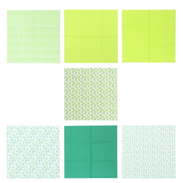 7 Pcs/1 Set Creative DIY Handmade Patchwork Fabric Cotton Cloth Piece Printing Cloth Sewing Fabric Quilting Fabric (Green)