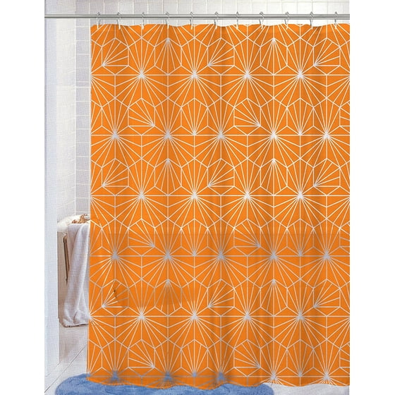 Amelia Orange Peva Vinyl 70x72 Shower Curtain With Matching Hooks Amelia Orange Peva Vinyl 70x72 Shower Curtain With Matching Hooks Com