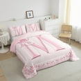 thumbnail image 3 of Castle Fairy Monogrammed Letter 3-Piece Full Size Comforter Sets,Chic Flower Bedding Comforter Set,Kawaii Bow Lightweight Bedding Sets,Microfiber Girls Bedroom Decor,Reversible, 3 of 8