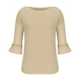 thumbnail image 6 of iHengLiXing Spring Tops for Womens Dressy Casual Women's Short Sleeves 3/4 Sleeves Casual Pullover Blouse T-shirt Beige L, 6 of 8