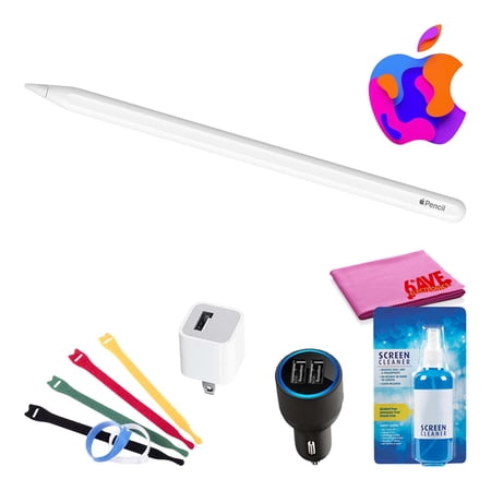 Apple Pencil (2nd Gen) Bundle with Velcro Cable Ties + Screen Cleaning Kit (New-Open Box)