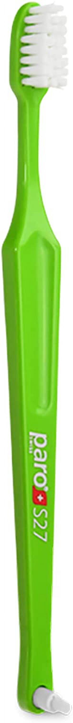 Paro S27 Toothbrush | Small Brush Head with Soft Bristles and Short Handle with Exchangeable Inter Space F | 27 Tufts | 12 Pack