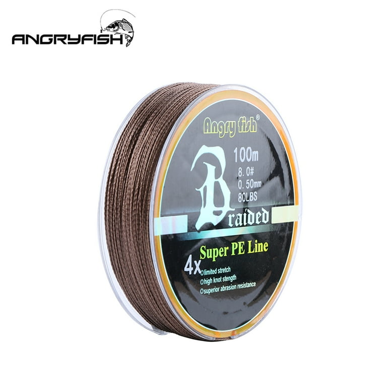 angry fish braided line Yesfashion ANGRYFISH Diominate PE Line 4 Strands Braided 100m/109yds Super  Strong Fishing Line 10LB-80LB Brown