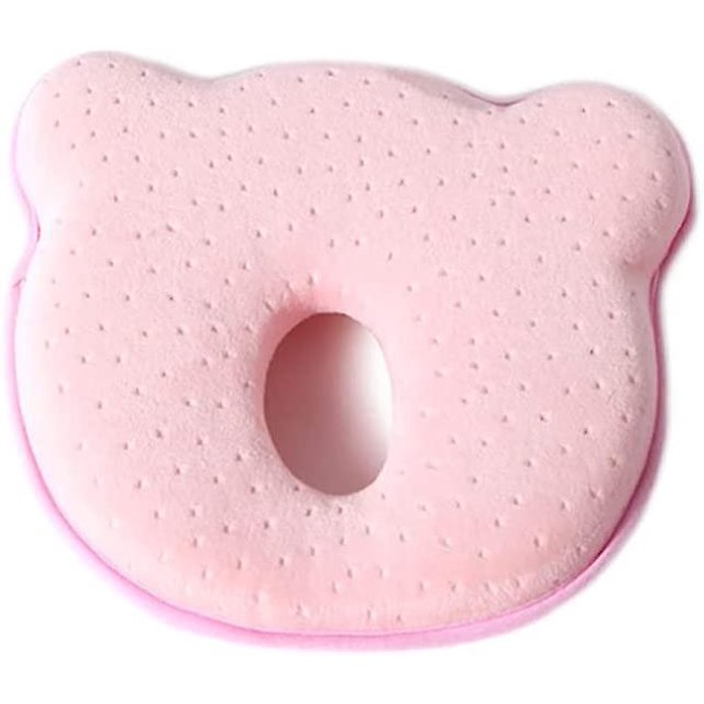 Almohada de estilo para bebés, almohada anticabezal para recién nacidos, almohada correctora para la cabeza, almohada rosa para niños, 1 ud.