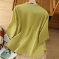 thumbnail image 2 of WCJM Fall Blouses for Women Night Shirts for Women Linen Shirts for Women 3/4 Sleeve V Neck Blouses Buttons Plus Size Loose Fit T-Shirts Solid Color Summer Holiday Tops, 2 of 2