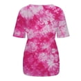 thumbnail image 6 of Womens T Shirts Ladies Gradient Tie Dye Printing Graphic Tees Trend Short Sleerainbowes Summer Tops Hot Pink Fashion Casual Blouses XXXL, 6 of 8